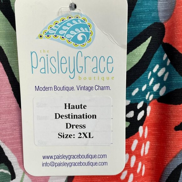 NWT Pullover Tropical Print Haute Destination Dress Size 2XL Stretchy Packable - Picture 5 of 15